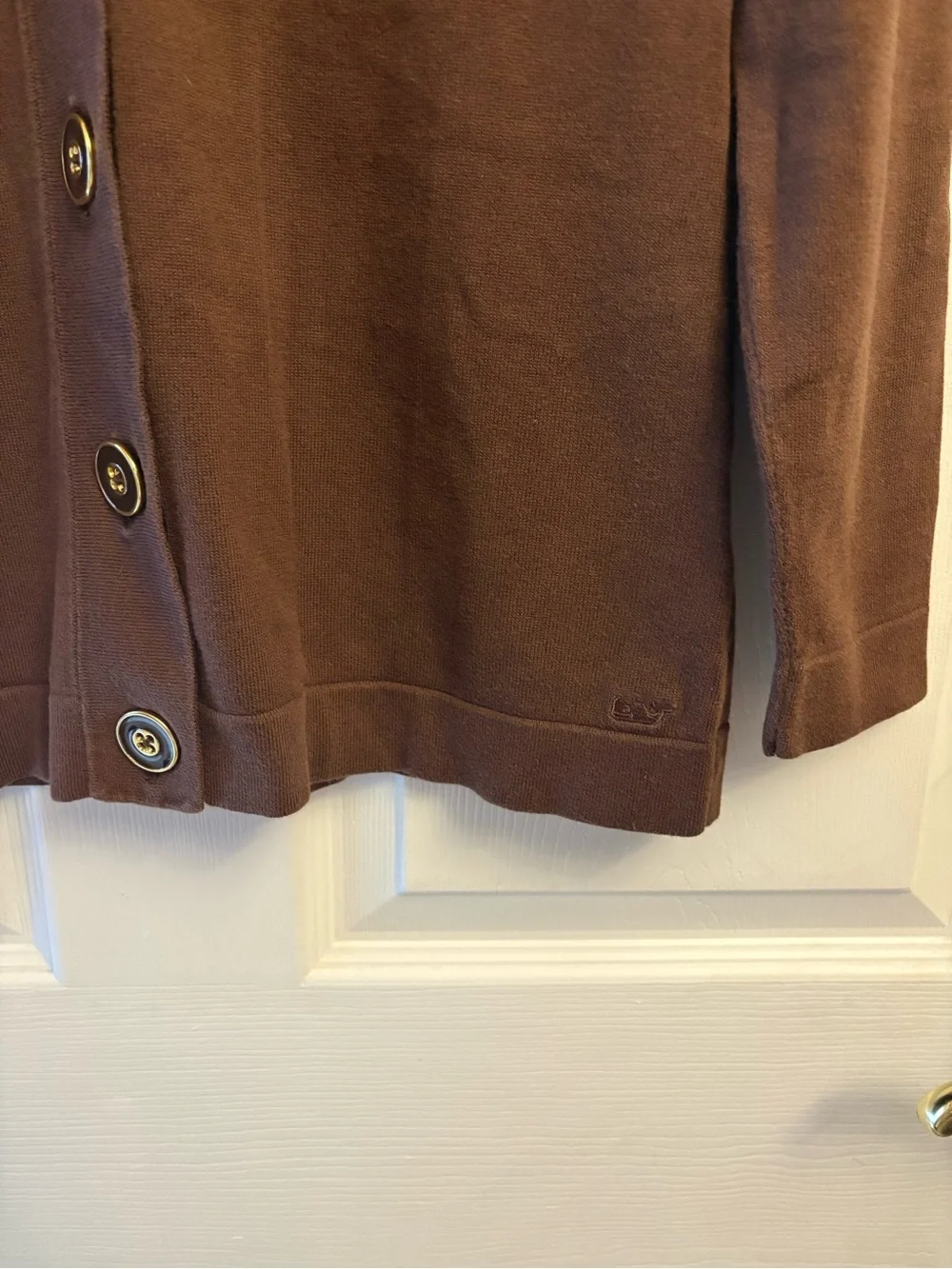 Vineyard Vines Cotton Blend Brown Long Sleeve Cardigan